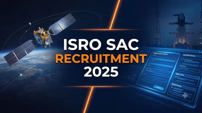 ISRO SAC Recruitment 2025 official notification application form and satellite space research center background for ITI and technical students.