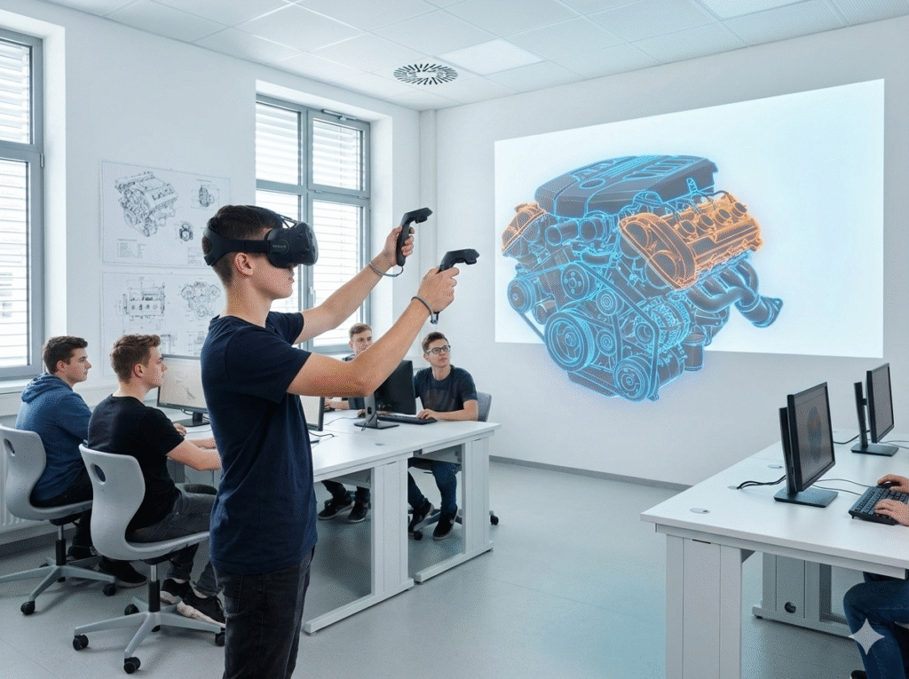 ITI student using VR for industrial training.
