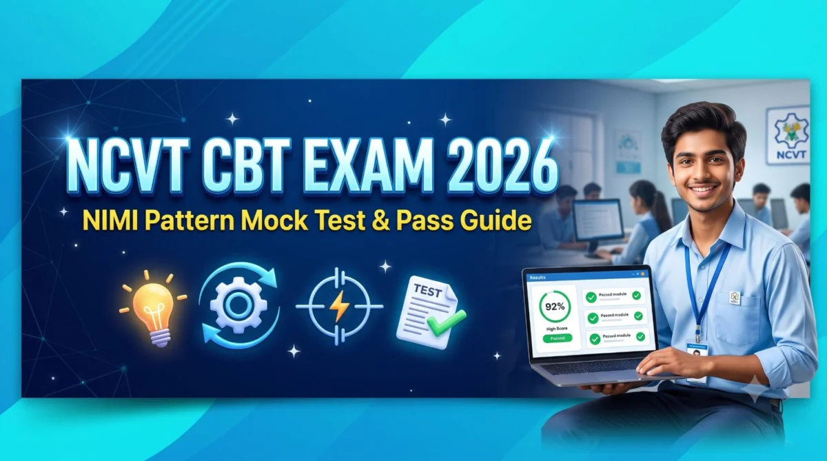 NCVT CBT Exam 2026 guide and NIMI pattern online mock test banner
