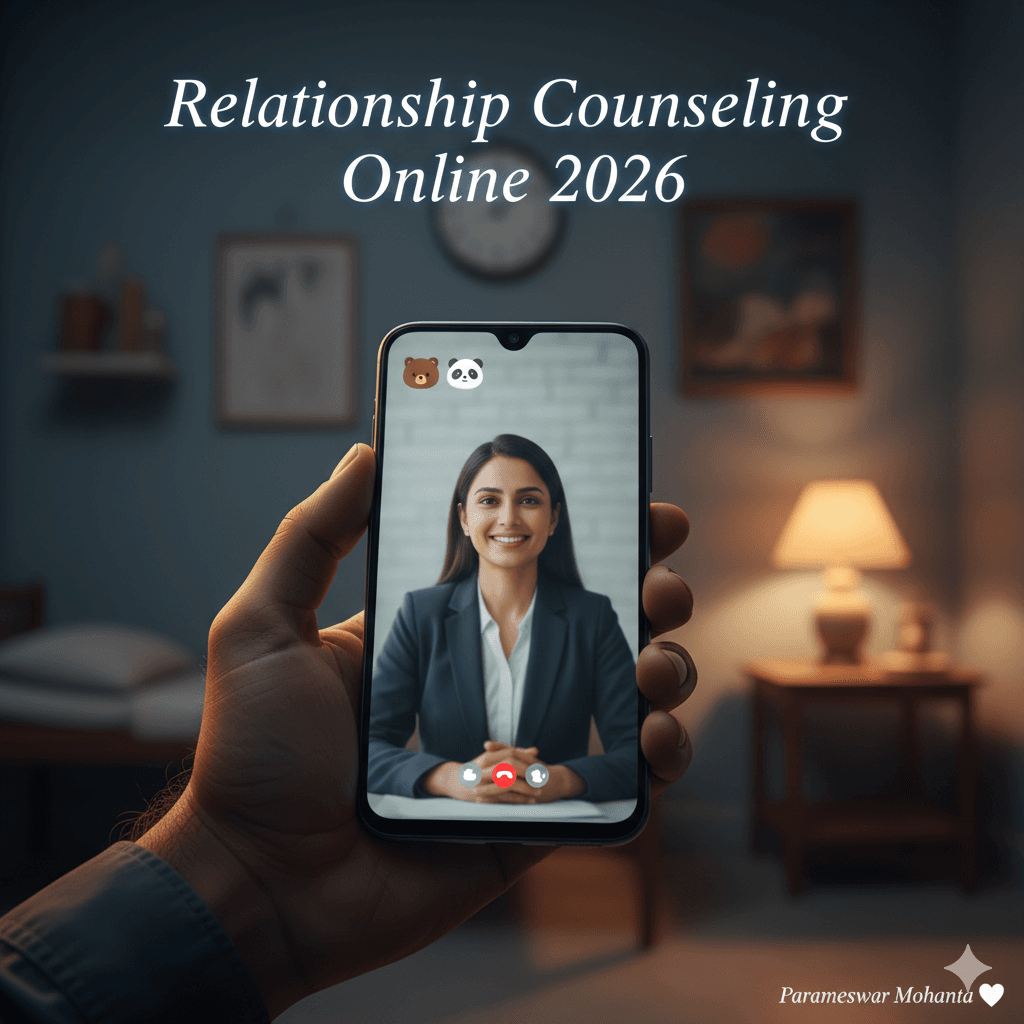 Accessible Online Support for Personal and Professional Balance - Relationship Counseling for Industrial Professionals Relationship Counseling Online for ITI Workers - Digital Mental Health Support 2026 showing Indian worker accessing therapy via smartphone