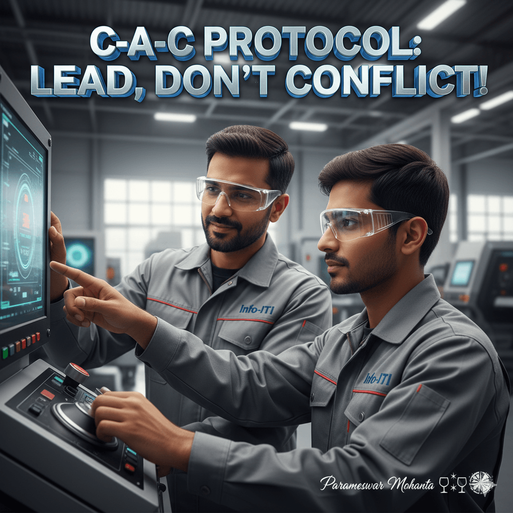 Industrial workers applying the Check-Adjust-Confirm (C-A-C) protocol for effective feedback and conflict resolution