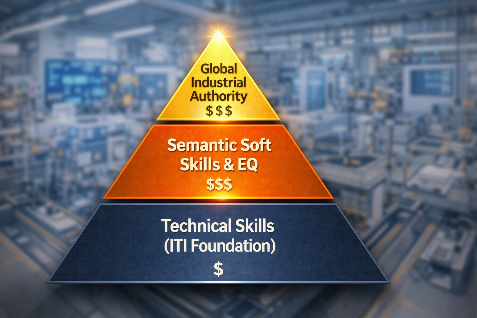 Industrial Authority Pyramid showing salary growth from ITI to Global Consultant 2026
