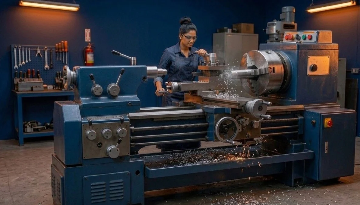 centre lathe machine parts and operations