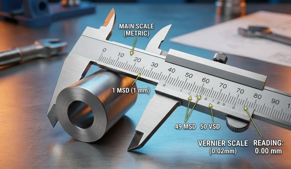 vernier caliper least count formula diagram